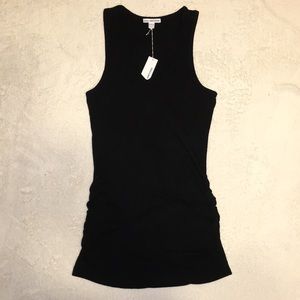James Perse Skinny Black Ruched Tank Top